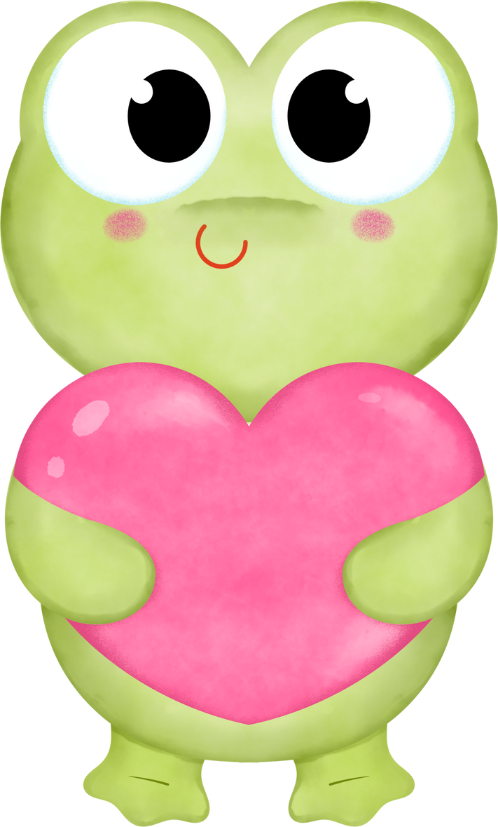 Frog Animals Hug Valentine Heart Watercolor