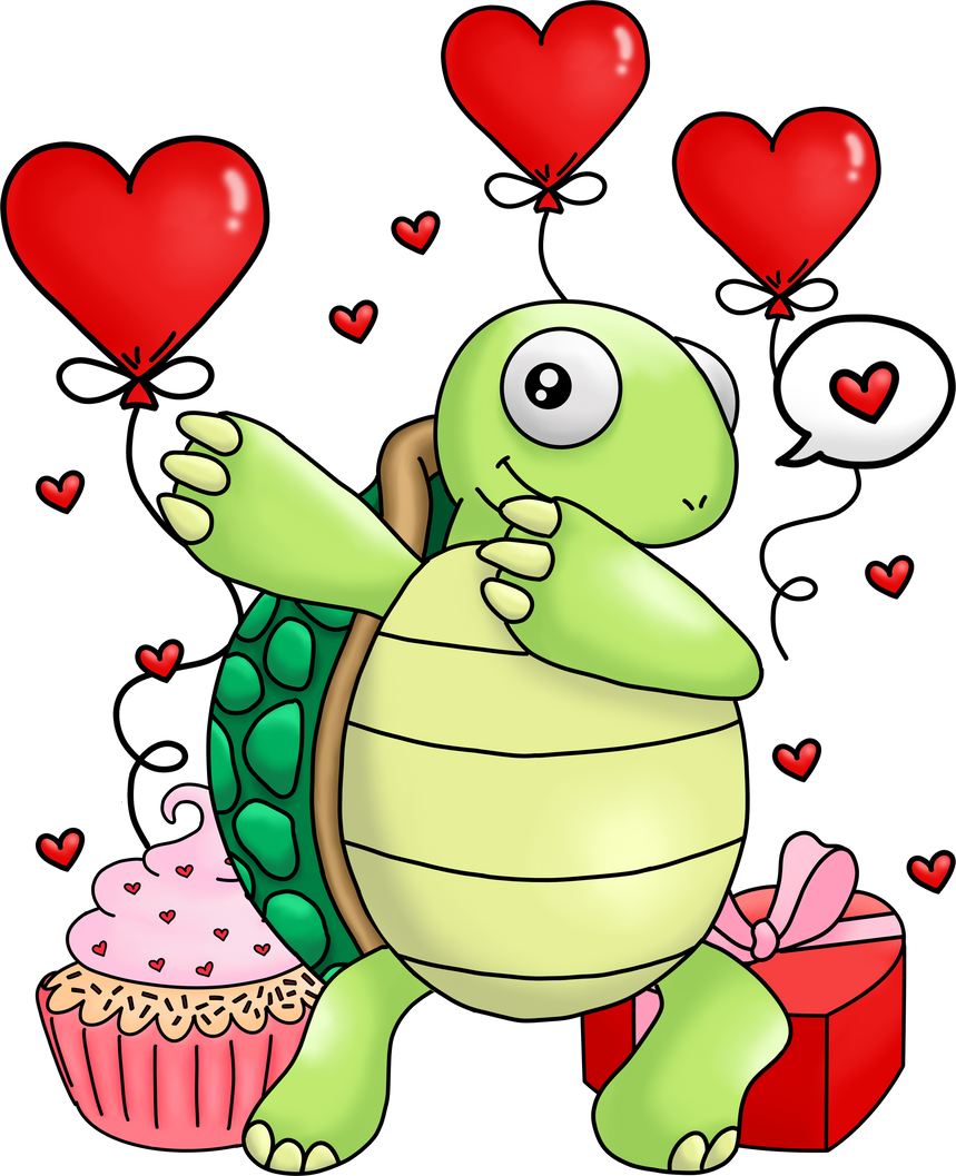 Cute Turtle Dabbing Valentine Heart